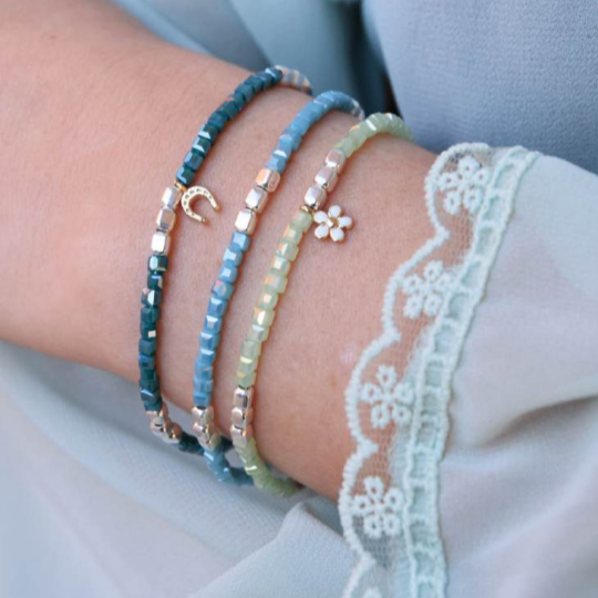 BRACCIALE MEZZI CRISTALLI TURCHESE